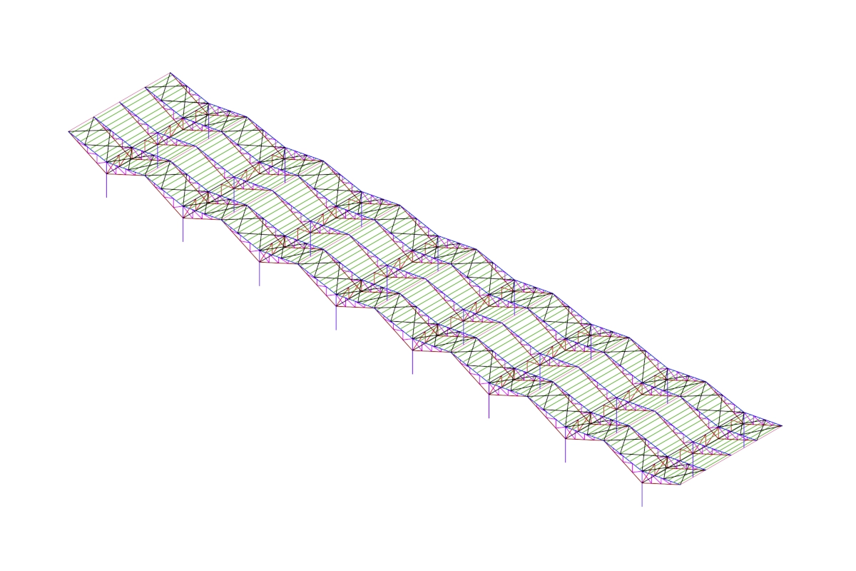 Geometría general para el cálculo de estructuras PV en Eslovaquia. Imagen realizada por Atreydes Ingeniería.